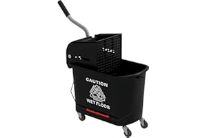 ‎HOMCOM HOMCOM Putzwagen Reinigungswagen mit Wischmopp Presse 20 L Eimer mit Trennwand für Gebäudereinigung Hotel Schwarz