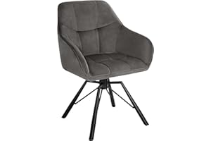 ‎WOLTU WOLTU Esszimmerstuhl drehbar, Küchenstuhl, Polsterstuhl, Drehstuhl, bequemer Stuhl mit Armlehnen Rückenlehne, Armlehnenstuhl für Esszimmer Wohnzimmer, mit Samtbezug, Dunkelgrau, BH365dgr-1