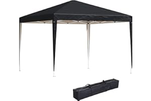 Outsunny 3 x 3M Garden Pop Up Gazebo Height Adjustable Marquee Party Tent Wedding Canopy with Carrying Bag, Black