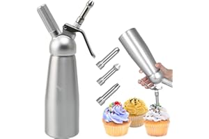 LIWANKAQI Professional Whipped Cream Dispenser 500ml/1 Pint Homemade Cream Maker with 3 Decorating Nozzles for Cake Cheese Dessert Shop