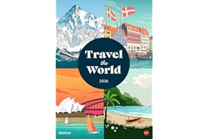 Travel the World Posterkalender 2026: Stylische Vintage-Plakate von traumhaften Reisezielen, für alle die das Fernweh juckt: Großer Wandkalender im Format 37 x 53,5 cm