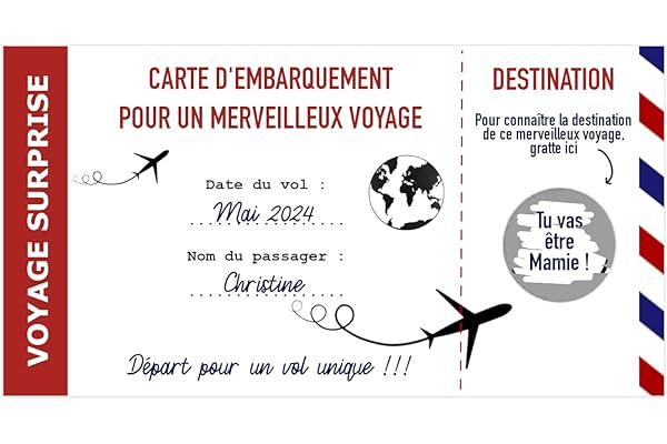 Carte à gratter destination voyage surprise, cadeau surprise, voyage surprise, Jeu destination voyage, cadeau anniversaire voyage, cadeau noel voyage, annonce grossesse