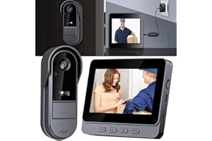 WINNES Campanello senza fili con fotocamera videocitofono Bluetooth con schermo IPS di 4.3 pollici, campanello senza fili esterno impermeabile 170° visione notturna citofono portiere video audio