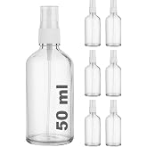 Afracam 50 ml Beyaz Spreyli Şeffaf Cam Şişe 50 cc Sızdırmaz Kapaklı Fısfıs Beyaz Cam Şişe 6 Adet