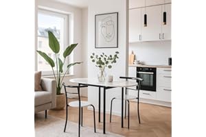 MOMMA HOME Set tavolo da cucina allungabile con 2 sedie – Tavolo da pranzo pieghevole e pieghevole, tavolo allungabile per cucina e soggiorno, modello camma (marmo)