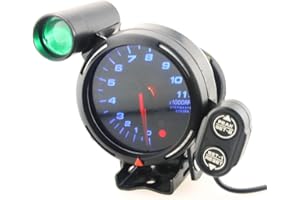 Yctze LED Auto Tachometer, 3,75 Zoll 12V 11000 RPM Blau LED Auto Tachometer Gauge Kit mit Schaltlicht
