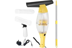 CLEVICH Window Vacuum, Electric Window Cleaner, Window Cleaner with Telescopic Handle, 28 cm Suction Nozzle, Spray Bottle with Microfiber Cover for 360° Streak-Free Cleaning (3.7V 1.5Ah)