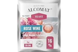 ALCOMAT Weinhefe für Roséwein 1er Pack - Trockenhefe für Fruchtwein - Reinzuchthefe für Wein Gärtemperatur 8-35°C - Alkoholtoleranz bis zu 16% - Wein Hefen zur Roséweinen mit hohem Alkoholgehalt