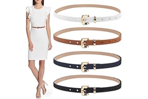 skytowards Cinturones para Mujer Cinturón Ajustable Cinturon Delgado para Vestido Cinturón Fino con Hebilla de Metal Cinturón Elástico para Vestido Pantalones Camisa