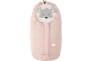 Nuvita 9205 Ovetto Cuccioli | Sacco Universale per Seggiolini Auto con Animaletti | Perfetto per Bambini da 0 a 6 Mesi (80 cm) | Resistente al Freddo fino a -10°C | Rosa Tenue