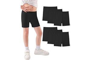 JOCMIC Cycling Shorts for Girls Cotton Teen Girls Shorts Breathable and Safety Bike Shorts Summer Shorts Sports Gym Dance 6 Pack 5-14 Years