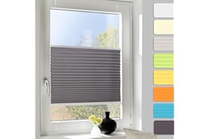 YEBUBOX Plissee ohne Bohren Plissees Klemmfix Anthrazit 65x130cm (Breite x Höhe), ZEHN Minuten-Schnelle/Einfache Montage, Klemmfix Klebehalterung, Bequeme Rollo Montage inkl. Video