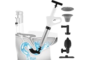 FYEME Air Toilet Plunger Toiletten Pömpel Piston WC Haute Pression Set 5 en 1 Toilet Plunger High Pressure Plunger Clog Remover pour toilettes, lavabo, baignoire, siphon de sol