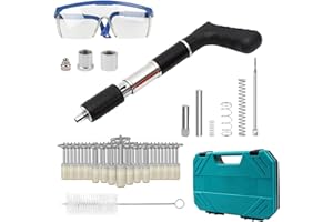 TECKZOON Mini Pistola Manual de Clavos de Acero, Pistola de Uñas Pistola de Remache con 100 pcs Clavos Redondos, 5 Engranajes Silenciador Pistola de Clavos de Pared para Pared de Cemento, Hogar, Carpintería