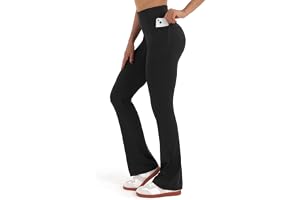 Zylioo 36 34 innersöm höga utsvängda leggings, långa leggings för långa kvinnor med fickor, höga utsvängda yogabyxor