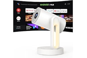 ETOE 【Netflix Licensed】Projector with Android TV,1080P FHD,4K Supported【HDR 10/Auto Keystone/Ceiling Projection/5G WiFi/Built-in Chromecast/Ultra Quiet】Projector for Bedroom with RGB Night Light