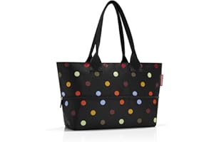 reisenthel shopper M - sac de shopping pour vos courses, 1 poche intérieure zippée, fond du sac carré pour plus de stabilité, ouverture avec fermeture zippée, volume 15l, motif à pois