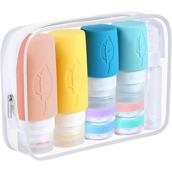 Kit Voyage Avion 11 Flacons Voyage Silicone - Kit Complet Pour Produits Toilette Contenant Voyage