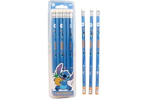 FEIFEI'S BOW Confezione da 12 matite HB Elsa Princess Spider con gomme per bambini, per feste, scuola, ufficio (Stitch)