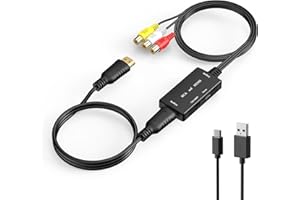 QIBOX RCA auf HDMI, 1080P Cinch auf HDMI Adapter, Composite AV to HDMI Video Audio Converter mit HDMI-Kabel, HDMI Adapter Kompatibel mit PS2/WII/WII U/N64/SNES/Xbox/VHS/VCR/DVD, Unterstützt PAL/NTSC