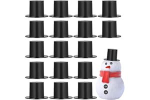 UKCOCO Mini Black Top Hats: 50 pcs Mini Snowman Hat Plastic Small Formal Cap Bowler Cap for DIY Dolls Crafts, Christmas Ornaments,Dollhouse Decor,23cm × 16cm
