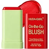 HUDA GIRL Red Blush Stick for Face Makeup - Long-Lasting, Waterproof & Blendable Blusher for Cheeks with Natural Smooth Finis