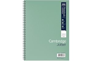 SUMMIT Cambridge Jotter A4 Notebook, Wirebound, 8 mm Lined with Margin, 200 Pages, 80GSM, Single Notepad, Perforated Edges
