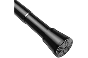 BSYXLSX Tringle Rideau Sans Percage Extensible,71-155 cm,(Diamètre 25 mm) Tringle à Rideaux en Inox Noir,Idéale pour Salle de Bain,Fenêtre,Porte et Penderie
