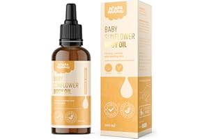Mamba Mammas Baby Sunflower Body Oil | 100% Pure Organic & Cold-Pressed 100ml | For newborns babies | Suitable for dry, peeling or cracked skin | Soothes and hydrates newborn skin