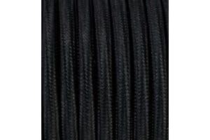 BESCHLE 5 metrów 2-żyłowy kabel tekstylny kabel materiałowy przewód wahadłowy kabel do lampy kabel tekstylny 2x0,75 2G0,75 czarny