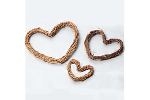 HEMAJI 3 PCS Ghirlande di Rattan Retrò a Cuore Vimini Cuori Appesi Ghirlande Corona di Vite Naturale Cuore Ghirlanda di Vite Rustica Cuor Ghirlanda in Rattan per Decorazione della Parete della Porta