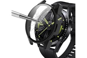 ZoRoll Etui kompatybilne z Huawei Watch GT 3 46 mm, etui ochronne ze szkłem hartowanym, pełne pokrycie HD sztywne odporne na zarysowania etui kompatybilne z Huawei Watch GT3 46 mm, czarne