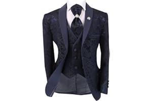 SIRRI Abito da Smoking per Ragazzi con Motivo Cachemire Floreale, Set da 5 Pezzi per Matrimoni di paggetti e Tutte Le Occasioni Speciali