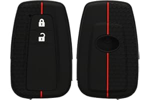 kwmobile Carcasa Compatible con Llavero de Toyota Llave de Coche de 2 Botones Smart Key Funda - Funda para Mando de Coche de Silicona - Negro/Rojo