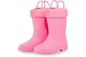 EUXTERPA Kids Wellies with Warm Fuzzy Lining, Light Up Glitter Winter Boots for Girls Boys, Handle it Easy on Wellington Waterproof Palying Boots