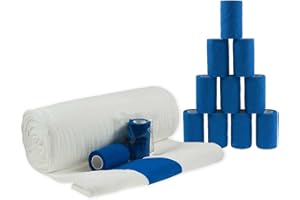 MADDMA Mullwatterolle 40x500cm + 12 Haftbandagen 10cm blau Anguß-Verband Pferde-Hufe