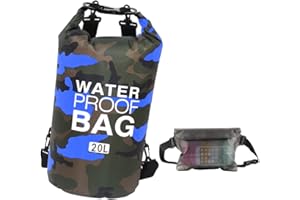 Idefair Borsa Impermeabile a Secco, Zaino da Spiaggia Galleggiante Borsa da Viaggio Leggero a Secco per la Spiaggia, Canottaggio, Pesca, Kayak, Nuoto, Rafting, Camping 5L 10L 15L 20L 30L