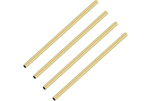 iMeistek 4 tubi in ottone, 3,5 mm di diametro esterno x 0,2 mm di spessore della parete, lunghezza 200 mm, in metallo, senza cuciture, tubi rotondi dritti per decorazione di giardinaggio, artigianato