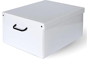 Lavatelli Boîte de Rangement en Carton avec Couvercle, Organisateur pour Vêtements, Chambre ou Bureau, Blanc, 40x50x25 cm