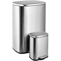 Poubelle 5L En Acier Inoxydable – Design Carré Mince Avec Couvercle étanche Et Pédale – Pour Cuisine, Salle De Bain, Bureau