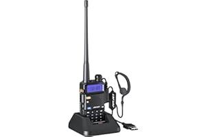 JUCJET 5R Walkie Talkies, Dual Band U/V 144/430 Langstrecken Funkgerät für Erwachsene mit 128 Speicherkanäle VOX, mit USB-Ladestation, Kopfhörer (Schwarz, 1 Stück)