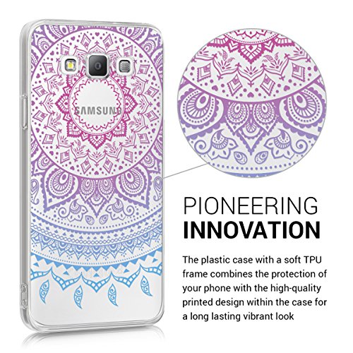 kwmobile Funda para Samsung Galaxy A3  2015  - Carcasa Protectora de  TPU  con dise  o de Sol hind   en  Azul Rosa Fucsia Transparente 