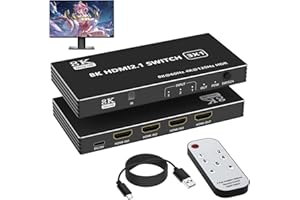 ARLEEDYN Interruptor HDMI 2.1 8K 3 en 1 Salida, Divisor de Switch HDMI 4K a 120Hz/8K a 60Hz con Control Remoto IR, selector de conmutador HDMI para Xbox PS4 PC TV