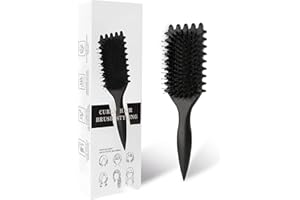 KEXUEZE Lockenbürste, Curl Hair Brush, Haarbürste zum Kämmen und Formen von Männer- und Frauenlocken, um das Ziehen zu reduzieren, Nylonborsten, Lockenverstärker, Unisex (Schwarz, 24 cm)