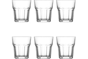 ACAN Tradineur - Set de 6 vasos de cristal, modelo Aras, resistentes, base gruesa, servir agua, licores, bebidas, fiestas, uso diario (305 ml, 9,5 x 8,7 cm)