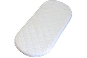 BLUE MARE Mothercare Memory Foam Oval Pram Mattress - Moses Basket Crib with Quilted Washable Cover (66 x 28 x 4 cm)