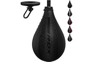 RDX Pera de Boxeo con Giratorio, Cuero Maya Hide, Bolsa de Velocidad MMA con Vejiga Extra, Saco de Velocidad Rapida para Kick Boxing Gimnasio Saco de Boxeo Fitness Gimnasio Combat Sport Set