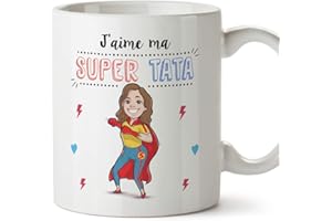 Mugffins Tata Mug/Tasse - J'aime ma Super Tata - Tasse Originale/Cadeau Anniversaire/Future Tante. Céramique 350 ML