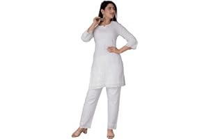 JG JAI GOVINDAM Chikankari Baumwolle Indian Kurtis für Frauen Sommer Kleider Tunika Top Hose Set Pakistanische Salwar Kameez Anzug Set