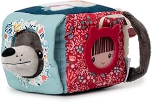 Lilliputiens - Cube d'éveil et dextérité Louis Loup - Jouet d’activités en tissu avec sons, textures et personnages cachés - Stimule la motricité fine, l’imagination et les sens - Dès 9 mois - 83464